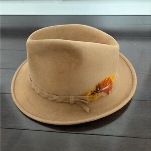 Stetson Cream Fedora with Feather Detail